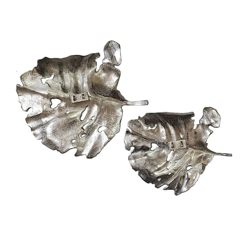 Set of Two Gray Aluminum Novelty Hanging Dimensional Sculpture - NOBLE HOME INTERIORS