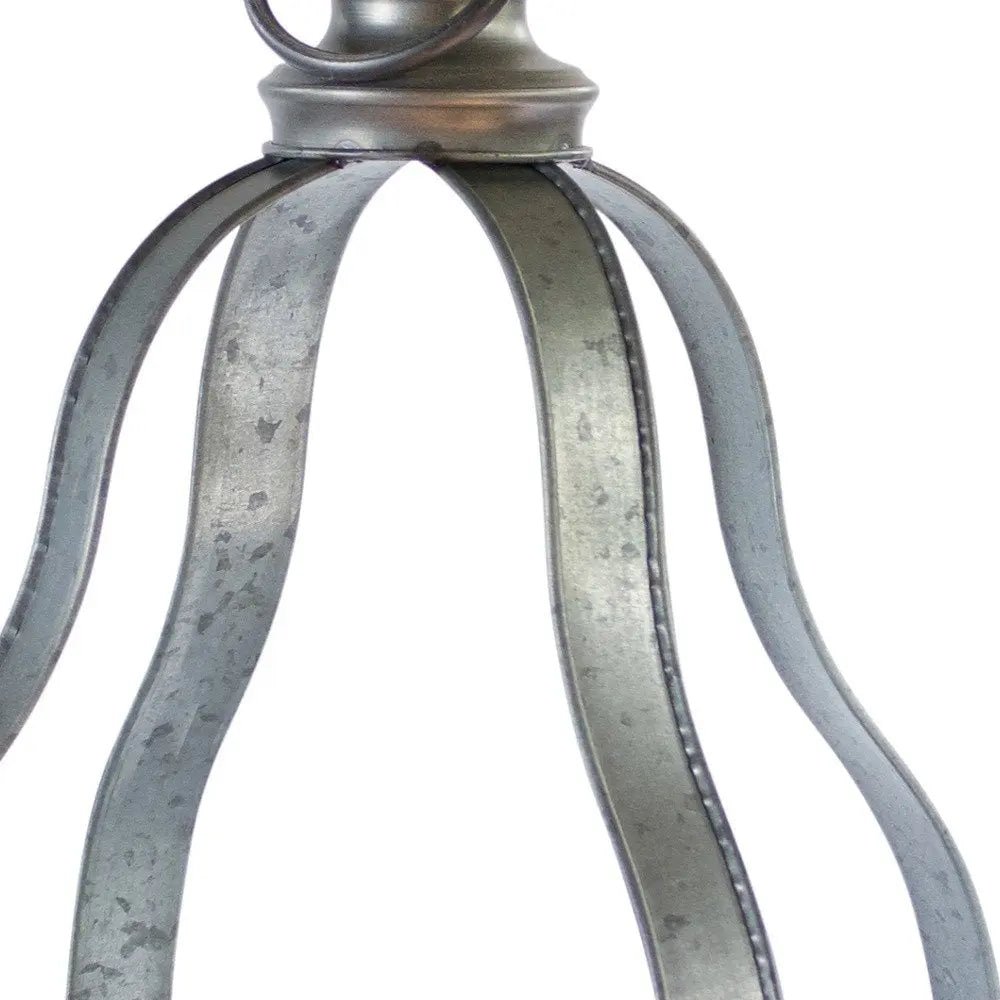 Set of Two Gray Distressed Galvanized Metal Tabletop Lantern Candle Holders HomeRoots