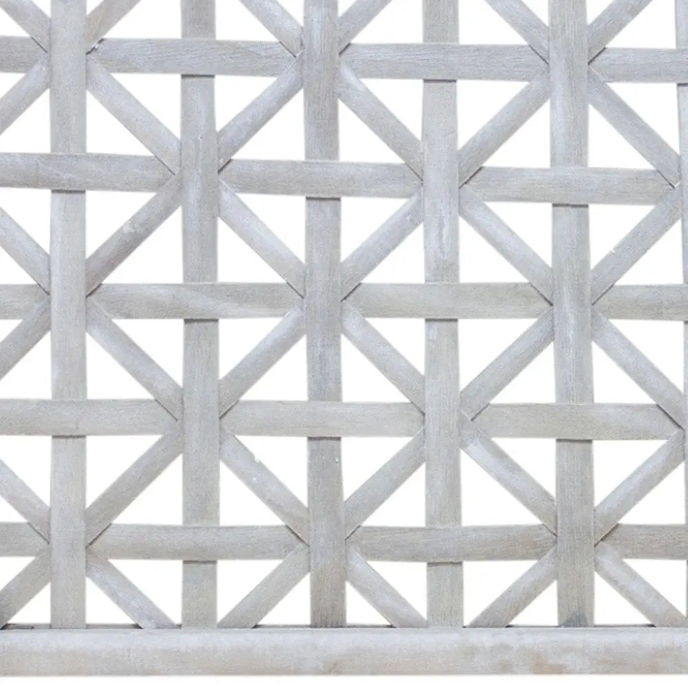 Set of Two Gray Geometric Lattice Wood Hanging Dimensional Sculptures - NOBLE HOME INTERIORS