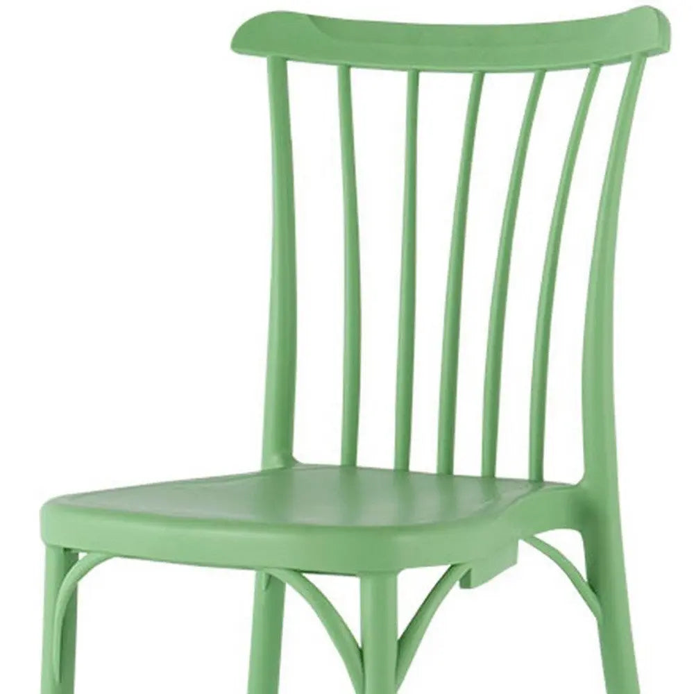 Set of Two Green Heavy Duty Plastic Outdoor Stacking Dining Chairs - NOBLE HOME INTERIORS