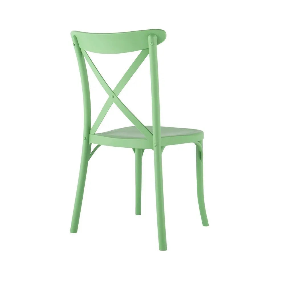 Set of Two Green Heavy Duty Plastic Outdoor Stacking Dining Chairs - NOBLE HOME INTERIORS