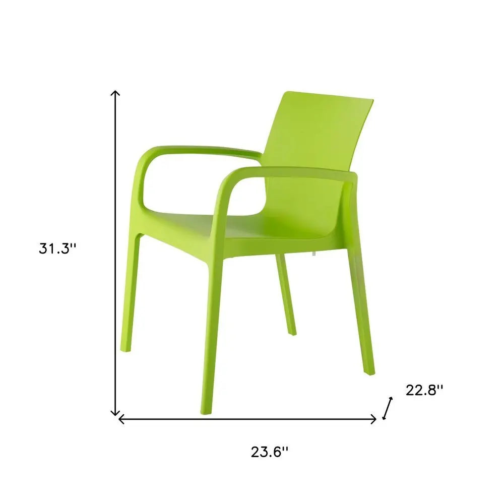 Set of Two Green Heavy Duty Plastic Outdoor Stacking Dining Chairs - NOBLE HOME INTERIORS