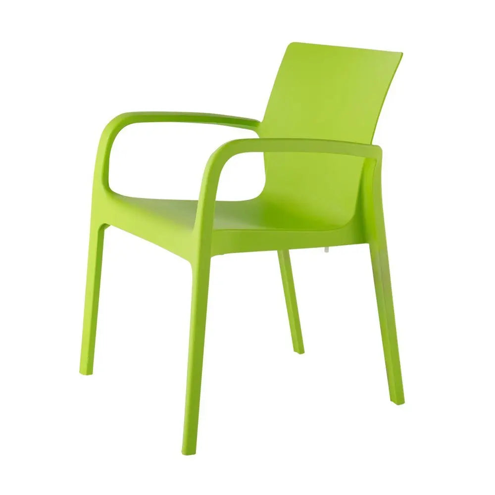 Set of Two Green Heavy Duty Plastic Outdoor Stacking Dining Chairs - NOBLE HOME INTERIORS