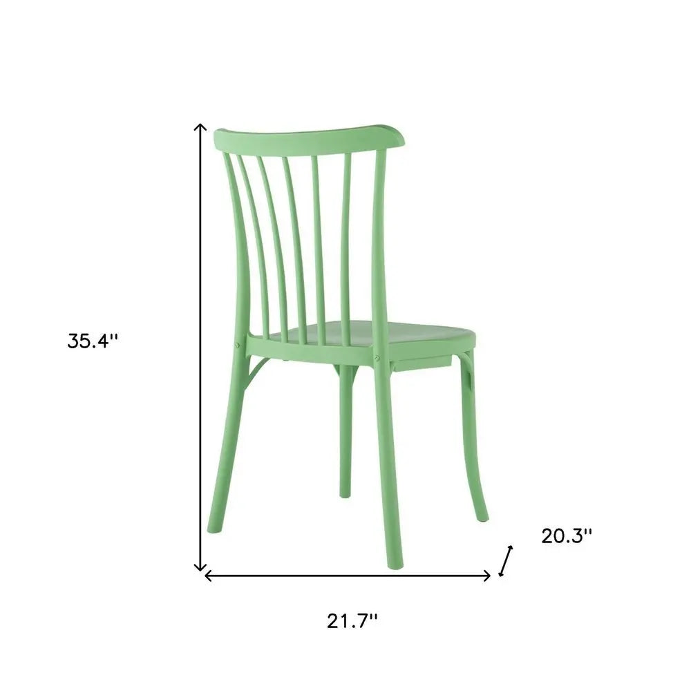 Set of Two Green Heavy Duty Plastic Outdoor Stacking Dining Chairs - NOBLE HOME INTERIORS