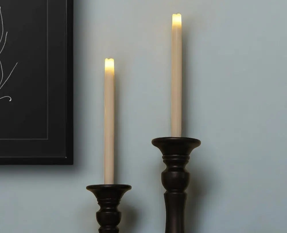 Set of Two Ivory Flameless Taper Candle - NOBLE HOME INTERIORS