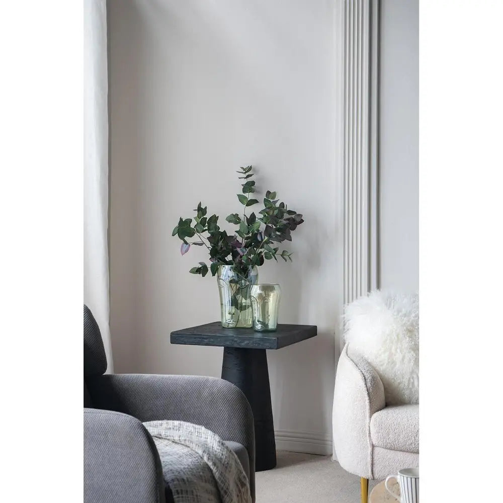 Set of Two Light Green Glass Modern Abstract Faces Table Vases - NOBLE HOME INTERIORS