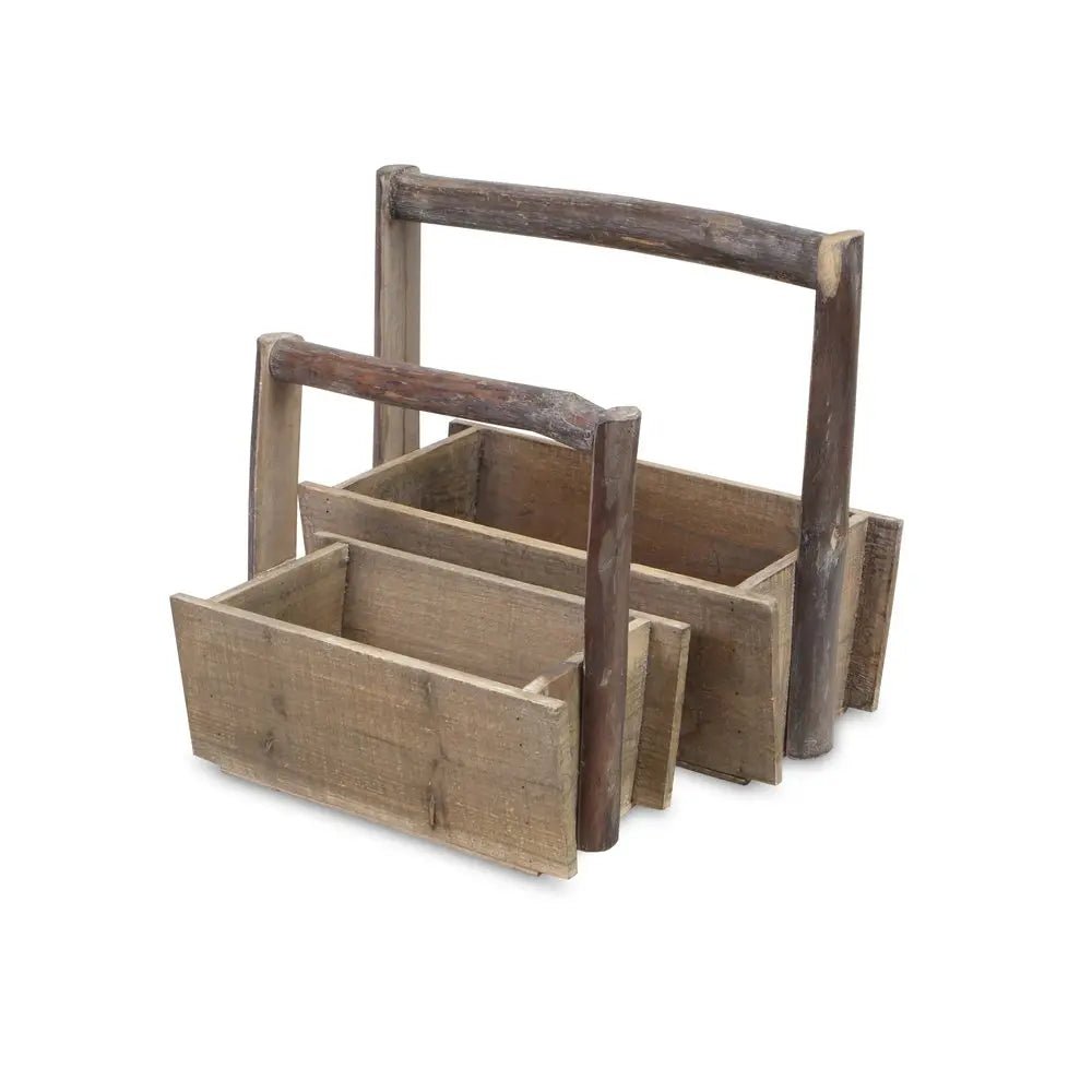 Set of Two Natural Solid Wood Cube or Bin HomeRoots