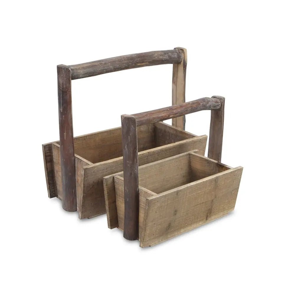 Set of Two Natural Solid Wood Cube or Bin - NOBLE HOME INTERIORS