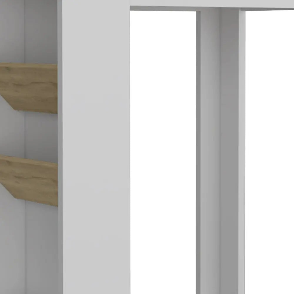 Set of Two Oak and White Wood Kitchen Island And Pantry Cabinet - NOVA HOME FURNITURE