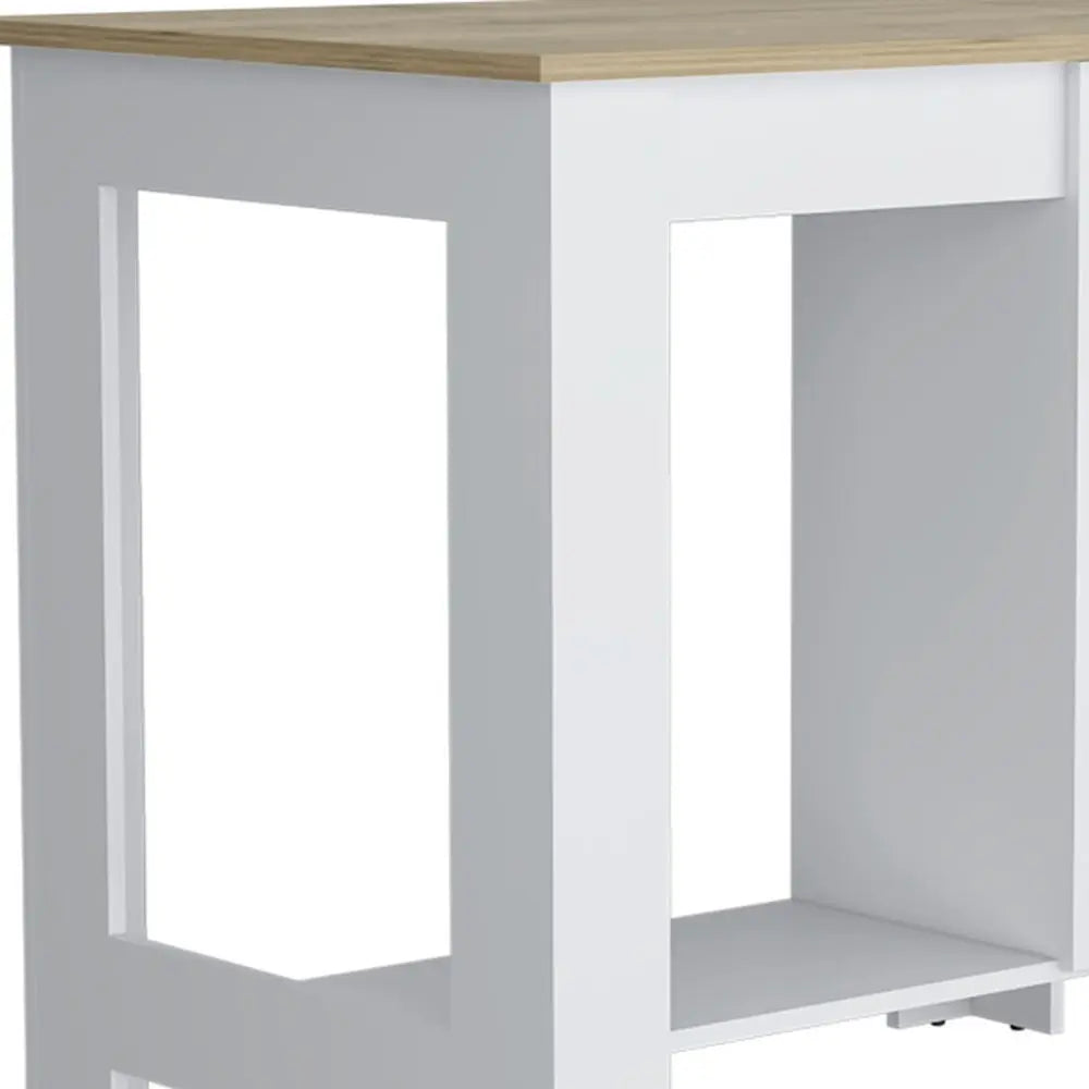 Set of Two Oak and White Wood Kitchen Island And Pantry Cabinet - NOVA HOME FURNITURE