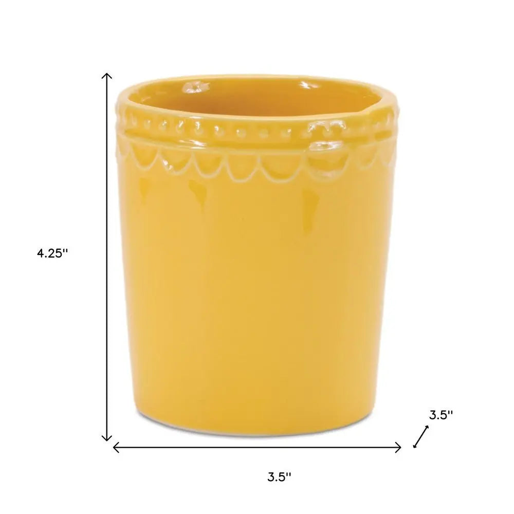 Set of Two Pink And Yellow Ceramic Rectangular Cachepots - NOBLE HOME INTERIORS