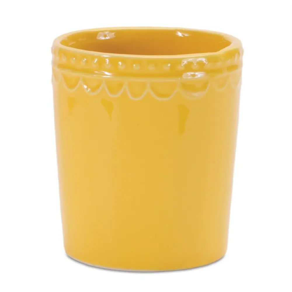 Set of Two Pink And Yellow Ceramic Rectangular Cachepots - NOBLE HOME INTERIORS