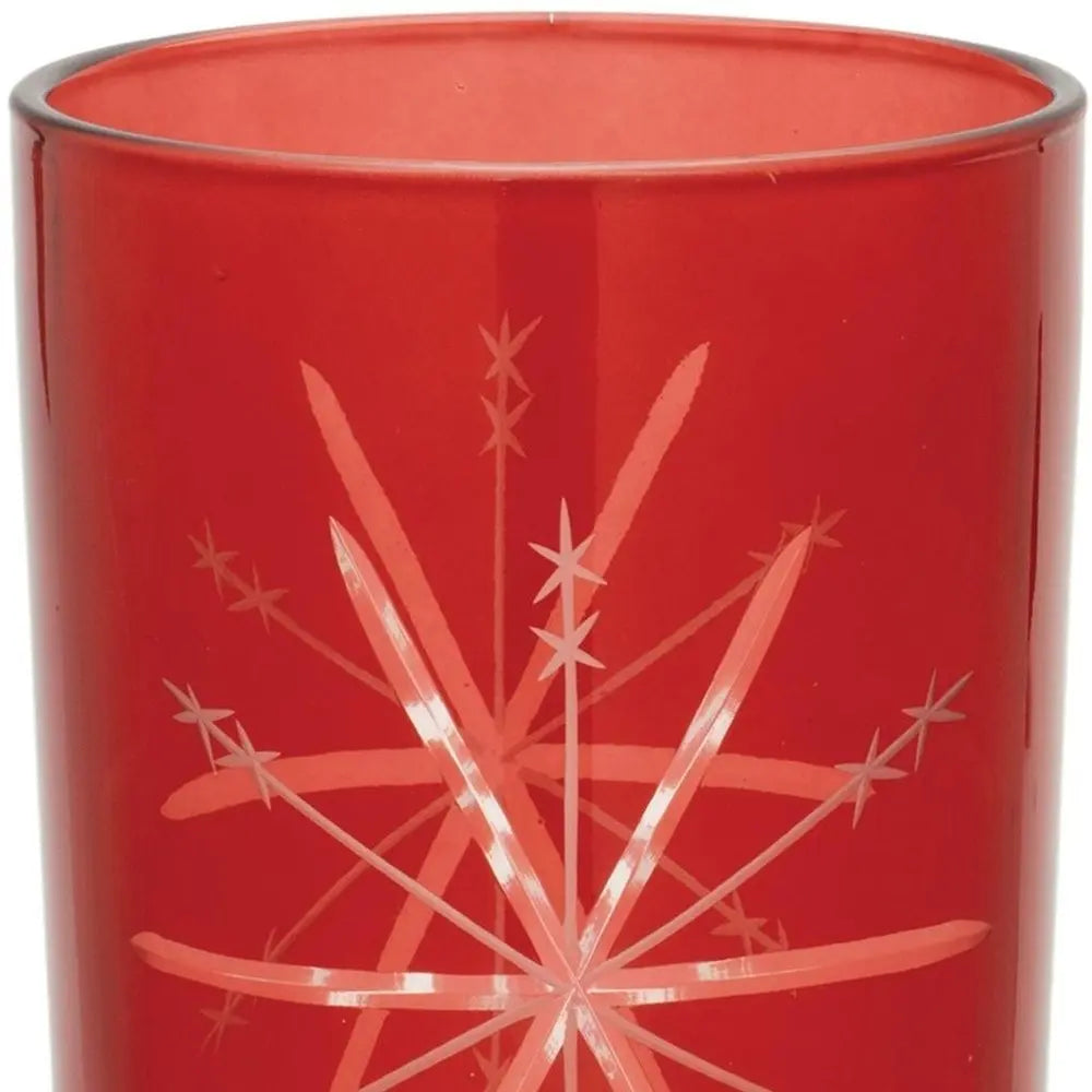 Set of Two Red Hammered Glass Tabletop Votive Candle Holders - NOVA HOME FURNITURE