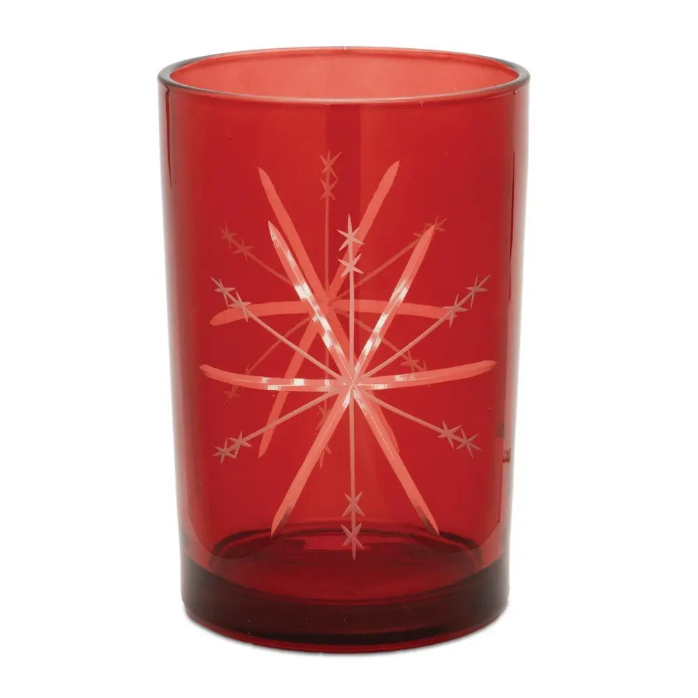 Set of Two Red Hammered Glass Tabletop Votive Candle Holders - NOVA HOME FURNITURE