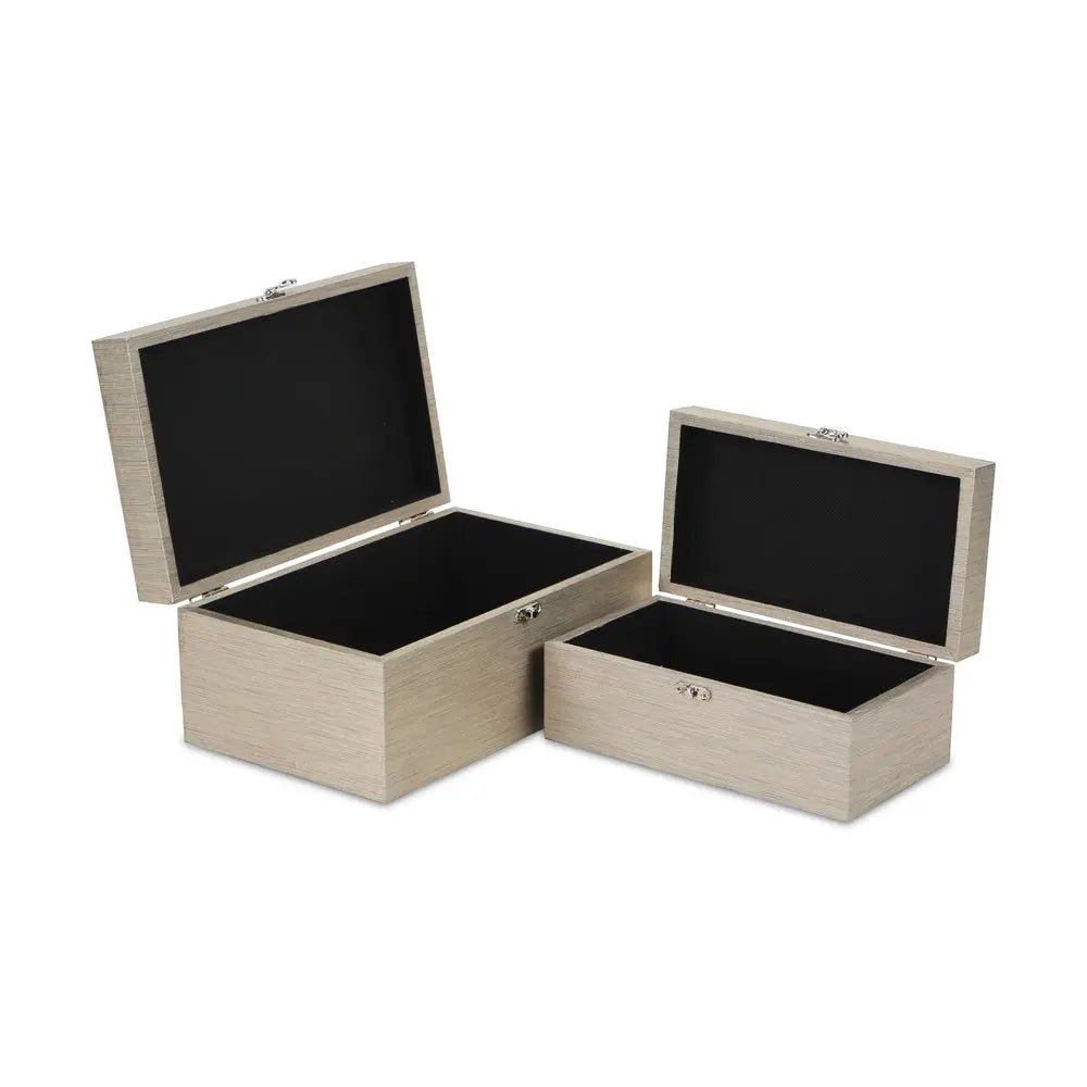Set of Two Rose Gold Solid Wood Glass And Metal Box With Lid HomeRoots