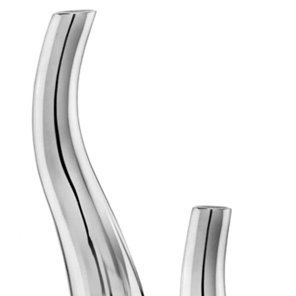 Set of Two Silver Aluminum Squiggly Vases - NOBLE HOME INTERIORS