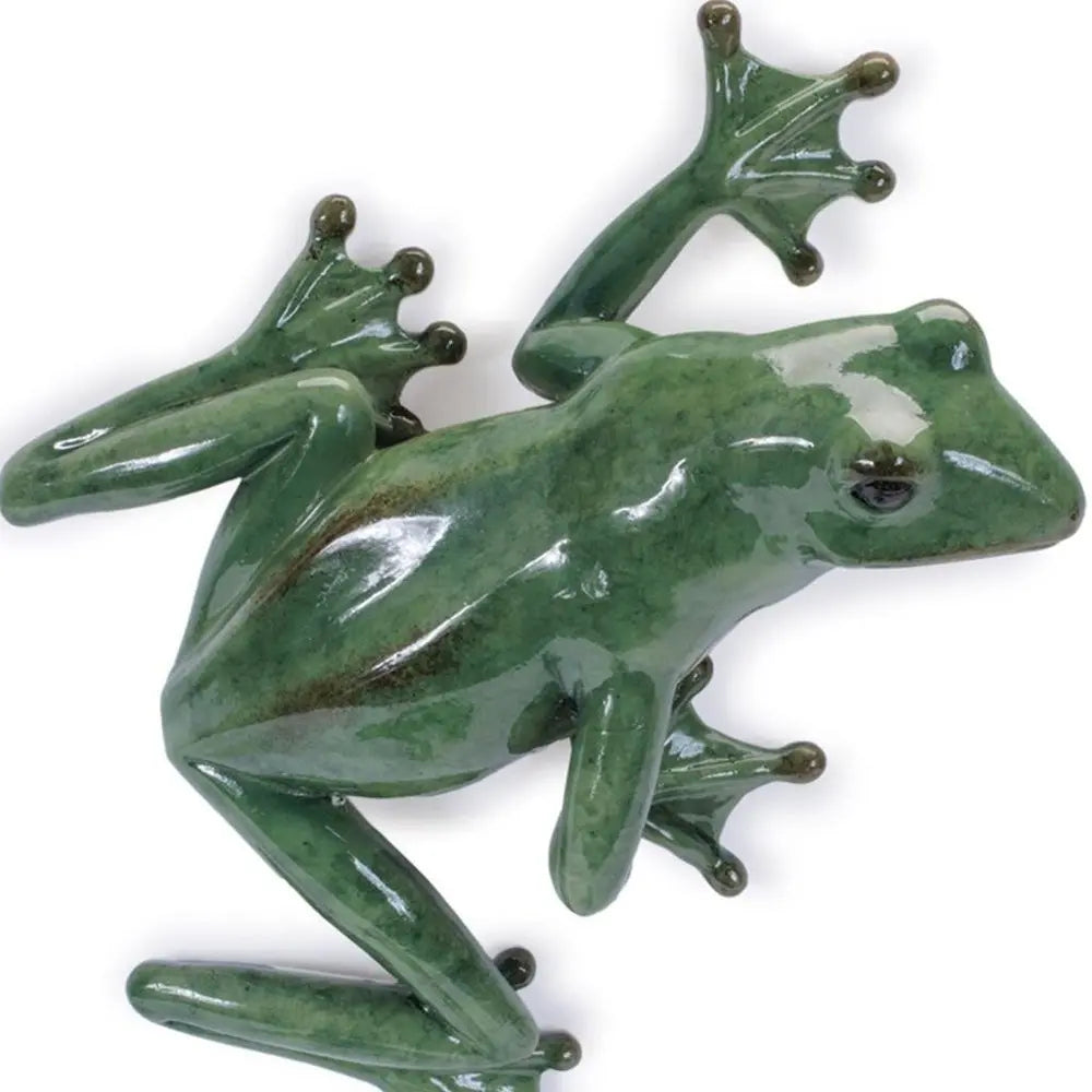 Set of Two Stone Garden Green Frog Resin Hanging Dimensional Sculptures - NOBLE HOME INTERIORS