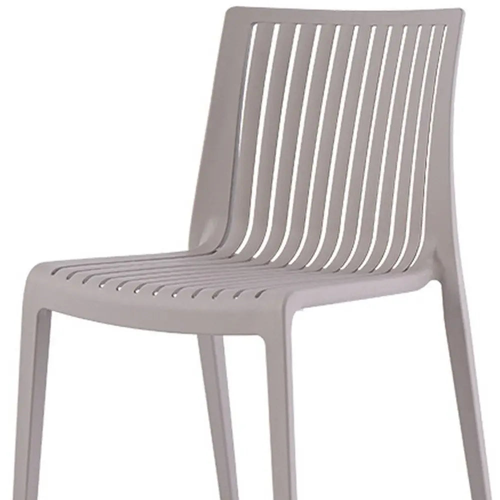Set of Two Taupe Heavy Duty Plastic Outdoor Stacking Accent Chairs - NOBLE HOME INTERIORS