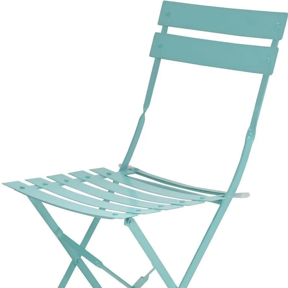 Set of Two Teal Blue Aluminum Outdoor Folding Dining Chairs - NOBLE HOME INTERIORS