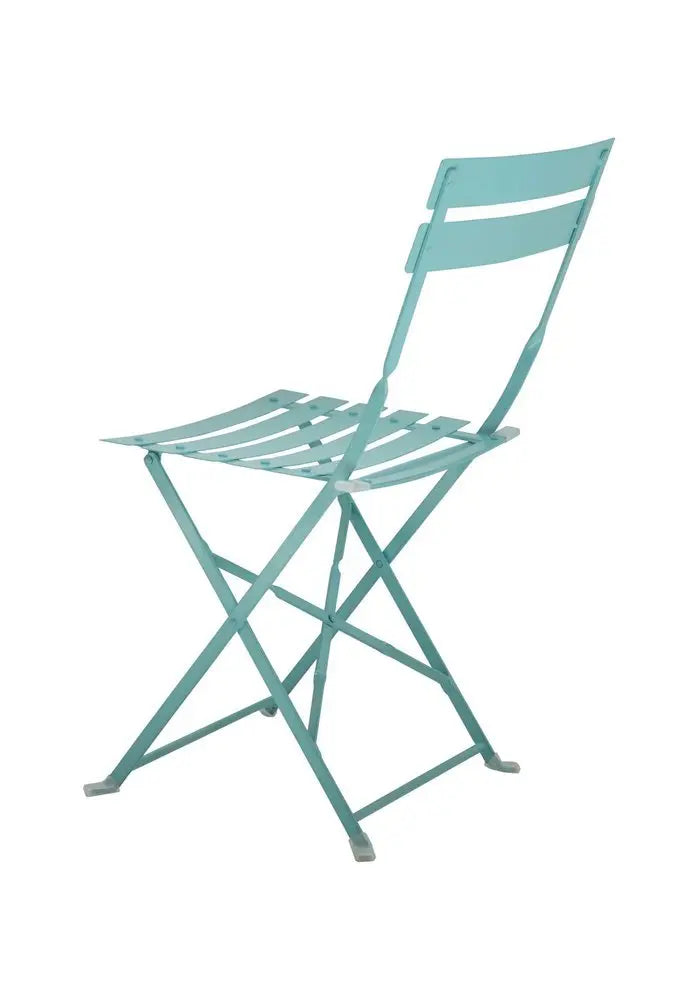 Set of Two Teal Blue Aluminum Outdoor Folding Dining Chairs - NOBLE HOME INTERIORS
