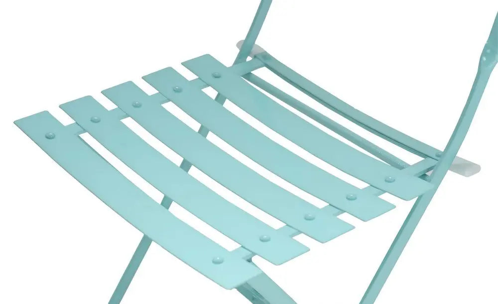 Set of Two Teal Blue Aluminum Outdoor Folding Dining Chairs - NOBLE HOME INTERIORS