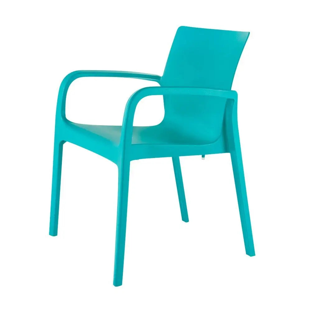 Set of Two Turquoise Heavy Duty Plastic Outdoor Stacking Dining Chairs - NOBLE HOME INTERIORS