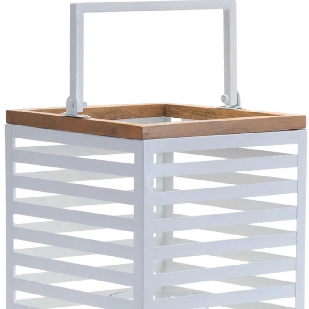 Set of Two White Abstract Metal Tabletop Pillar Candle Holders - NOBLE HOME INTERIORS