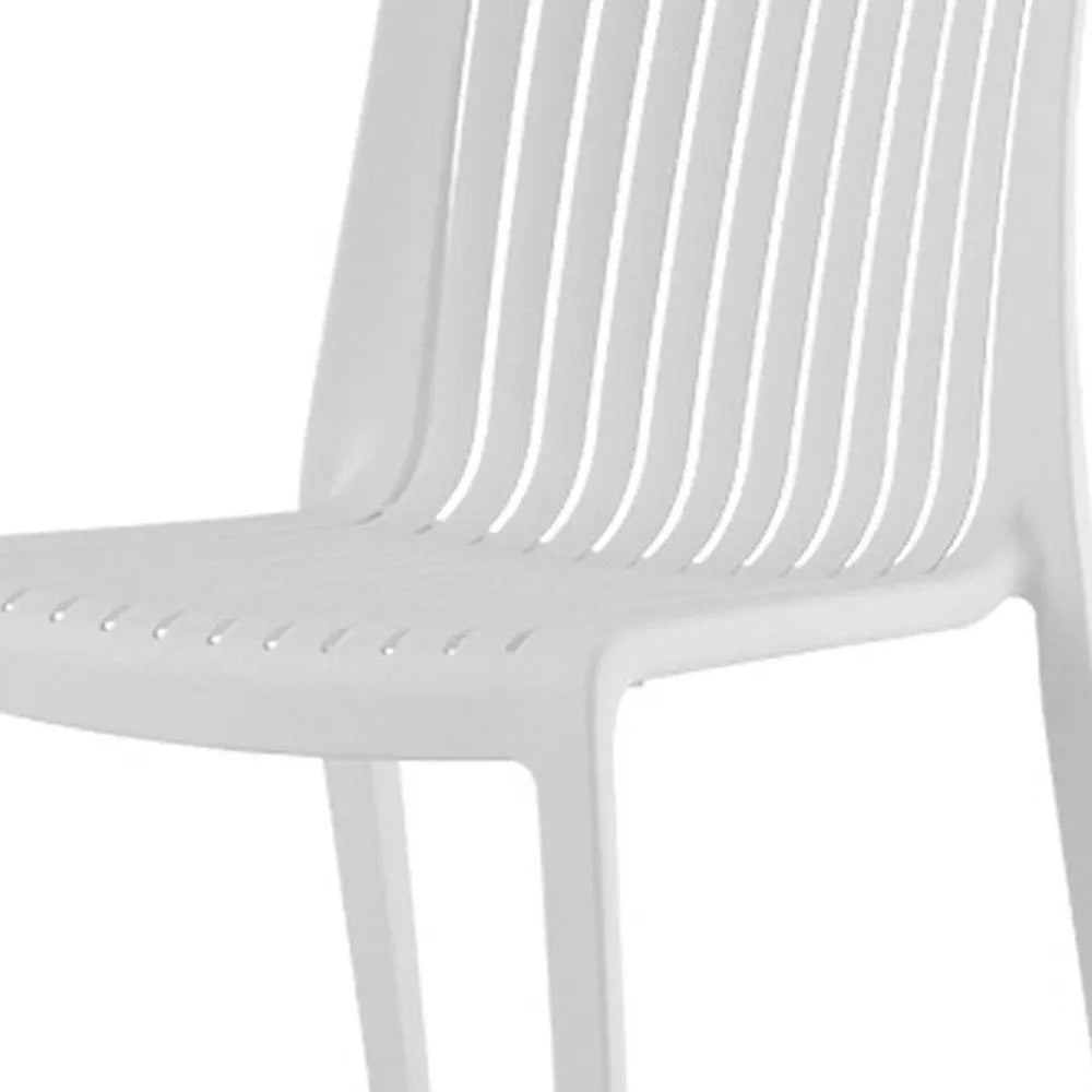 Set of Two White Heavy Duty Plastic Outdoor Stacking Accent Chairs - NOBLE HOME INTERIORS