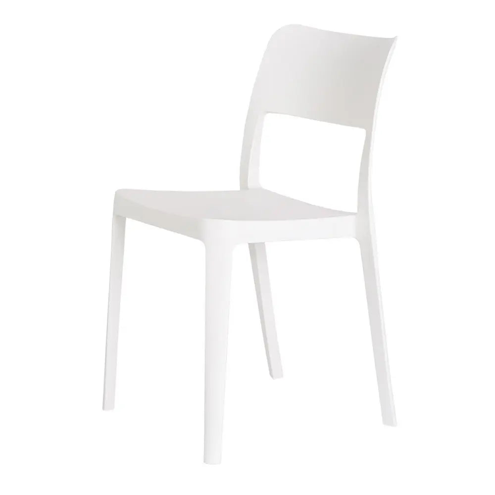 Set of Two White Heavy Duty Plastic Outdoor Stacking Accent Chairs - NOBLE HOME INTERIORS