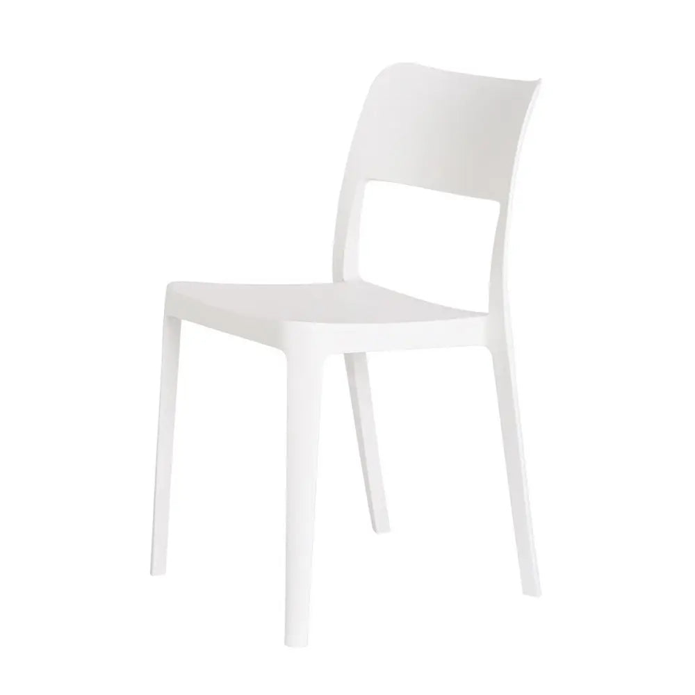 Set of Two White Heavy Duty Plastic Outdoor Stacking Accent Chairs - NOBLE HOME INTERIORS