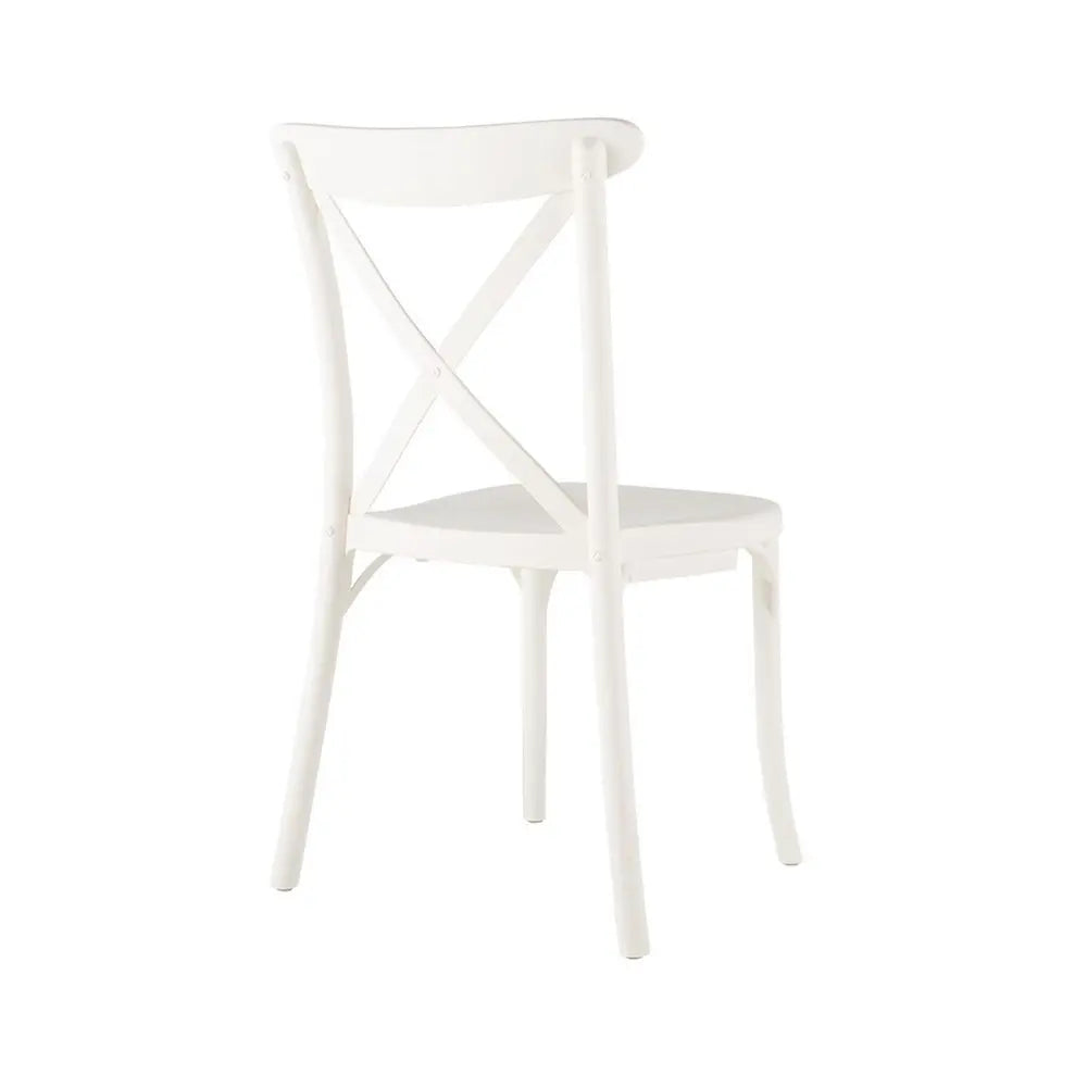Set of Two White Heavy Duty Plastic Outdoor Stacking Dining Chairs - NOBLE HOME INTERIORS