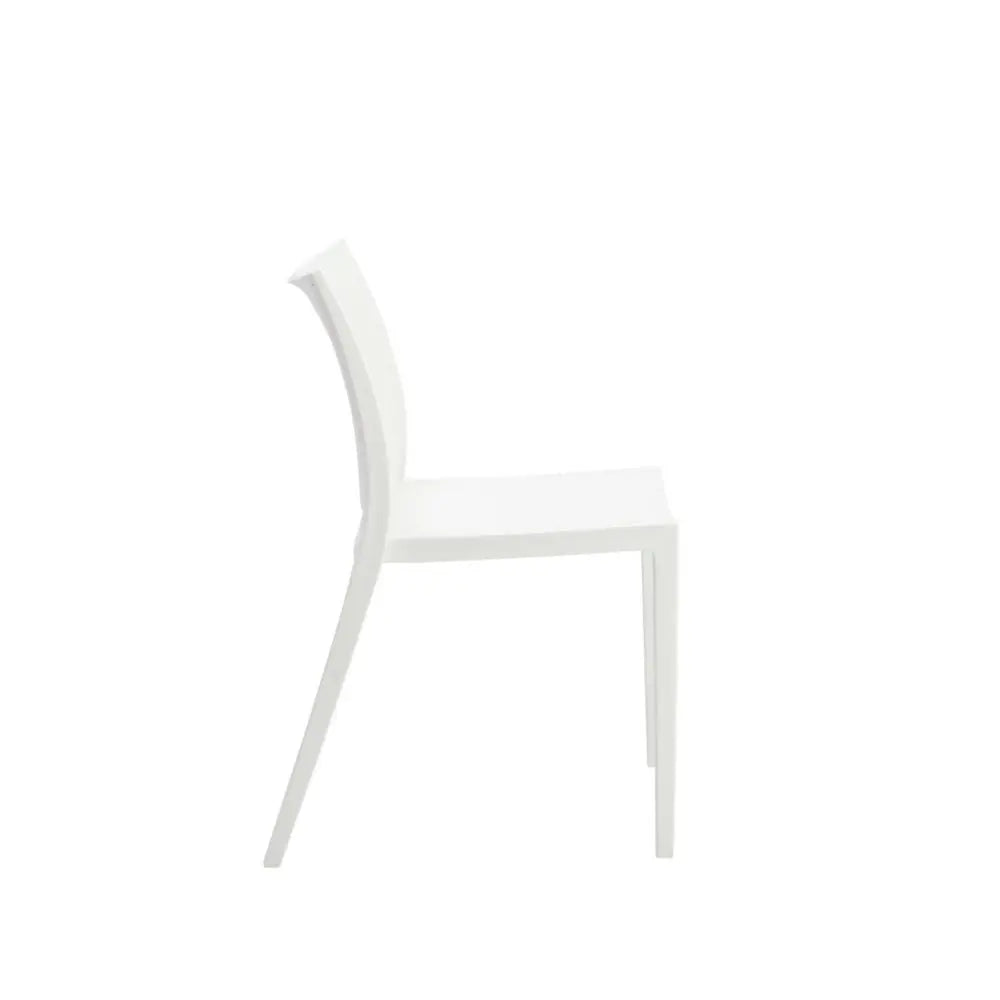 Set of Two White Heavy Duty Plastic Outdoor Stacking Dining Chairs - NOBLE HOME INTERIORS