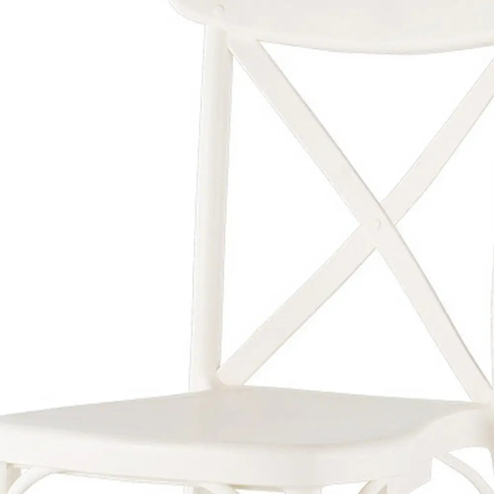 Set of Two White Heavy Duty Plastic Outdoor Stacking Dining Chairs - NOBLE HOME INTERIORS