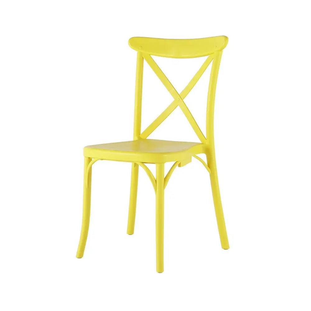 Set of Two Yellow Heavy Duty Plastic Outdoor Dining Chairs - NOBLE HOME INTERIORS