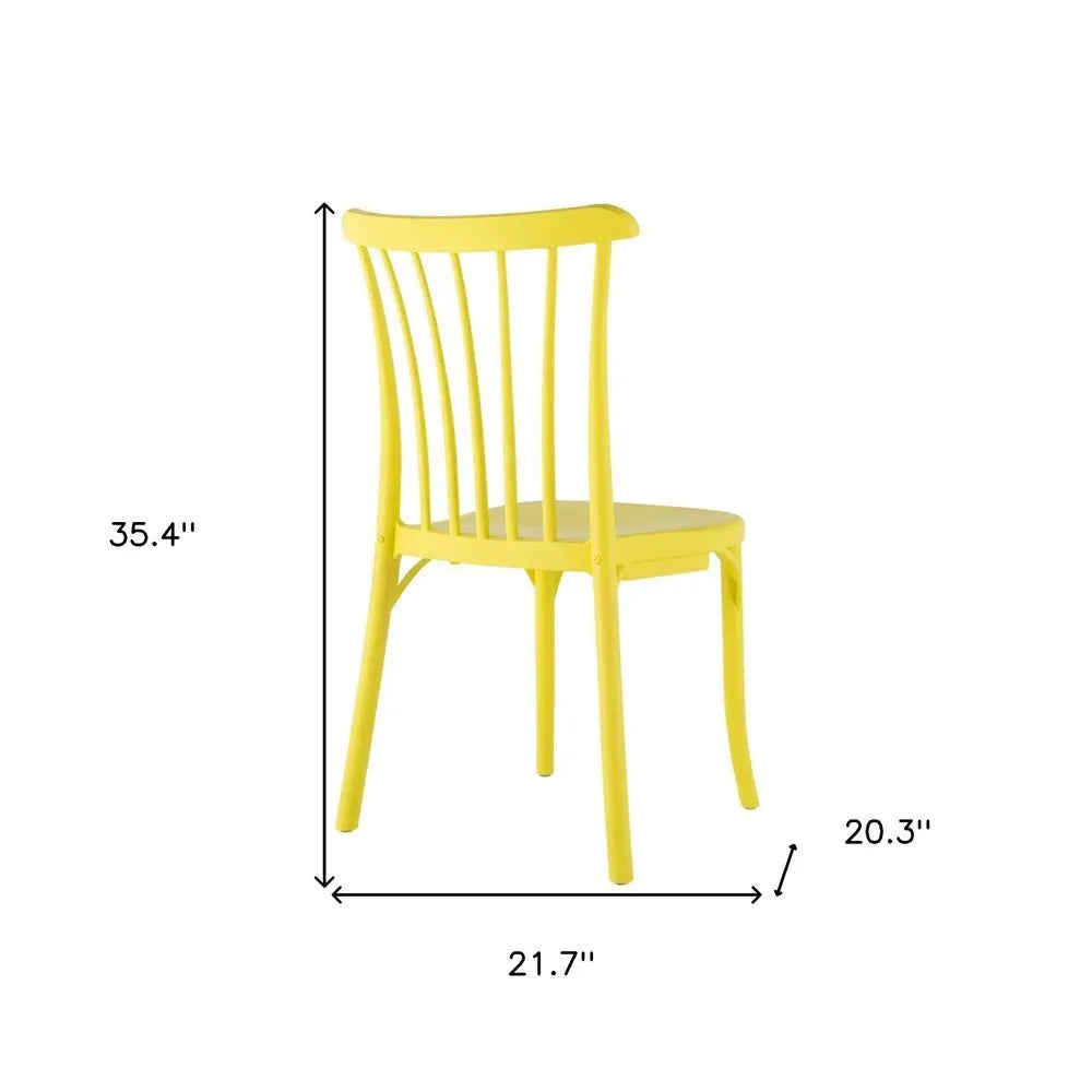 Set of Two Yellow Heavy Duty Plastic Outdoor Stacking Dining Chairs - NOBLE HOME INTERIORS