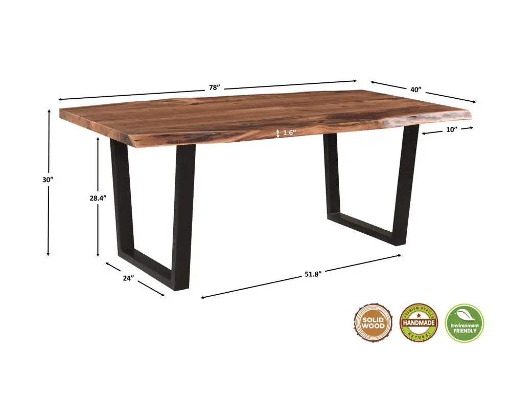 Seven Piece Brown and Black Solid Wood Dining Set with Six Chairs - NOVA HOME FURNITURE