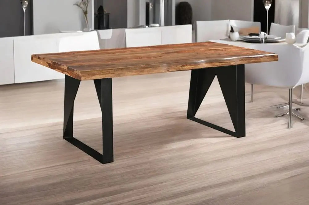 Seven Piece Brown and Black Solid Wood Dining Set with Six Chairs - NOVA HOME FURNITURE