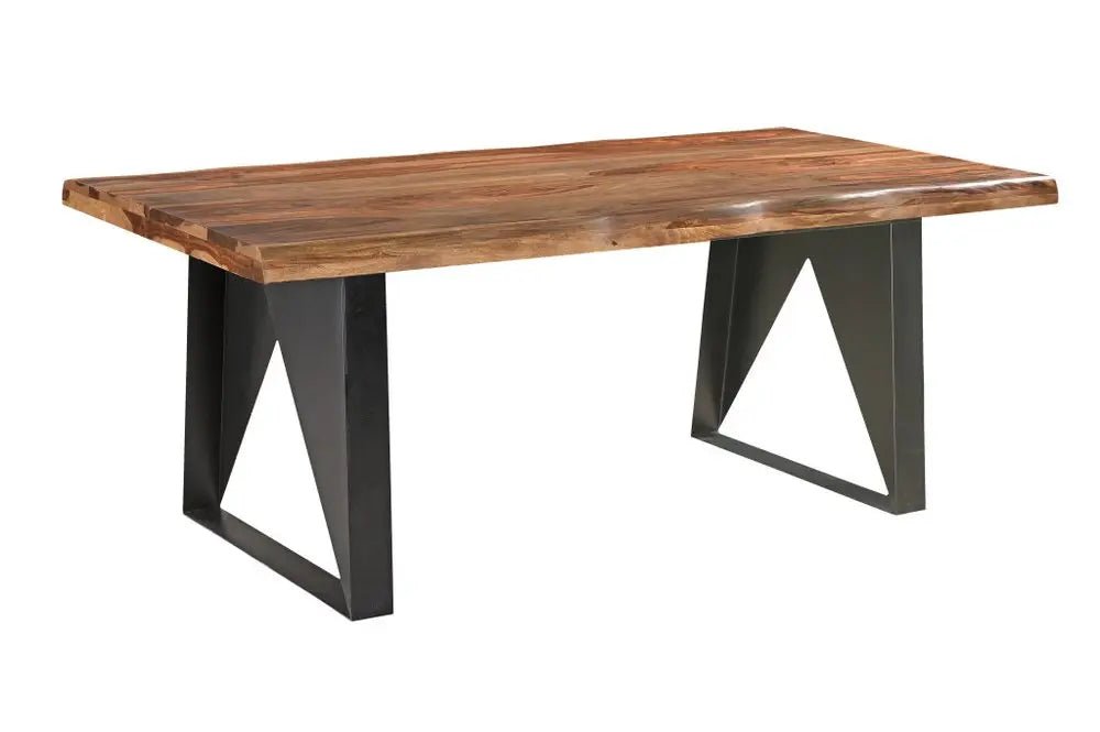 Seven Piece Brown and Black Solid Wood Dining Set with Six Chairs and One Bench - NOBLE HOME INTERIORS