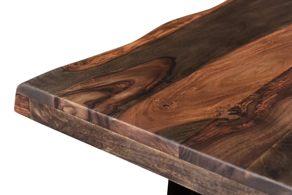 Seven Piece Brown and Black Solid Wood Dining Set with Six Chairs and One Bench - NOVA HOME FURNITURE