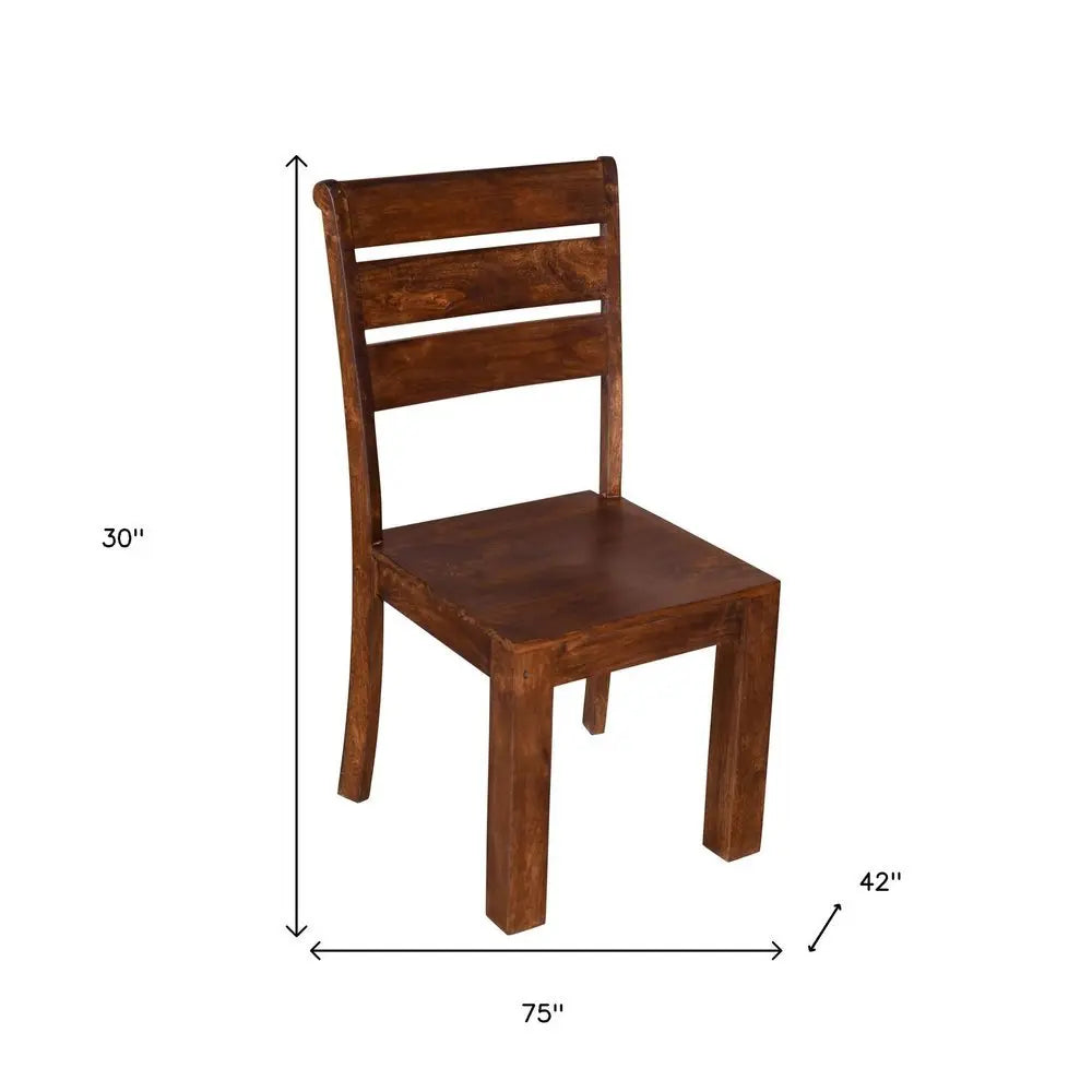 Seven Piece Brown Solid Wood Dining Set with Six Chairs - NOVA HOME FURNITURE