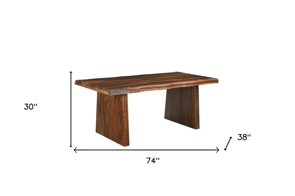 Seven Piece Brown Solid Wood Dining Set with Six Chairs - NOVA HOME FURNITURE