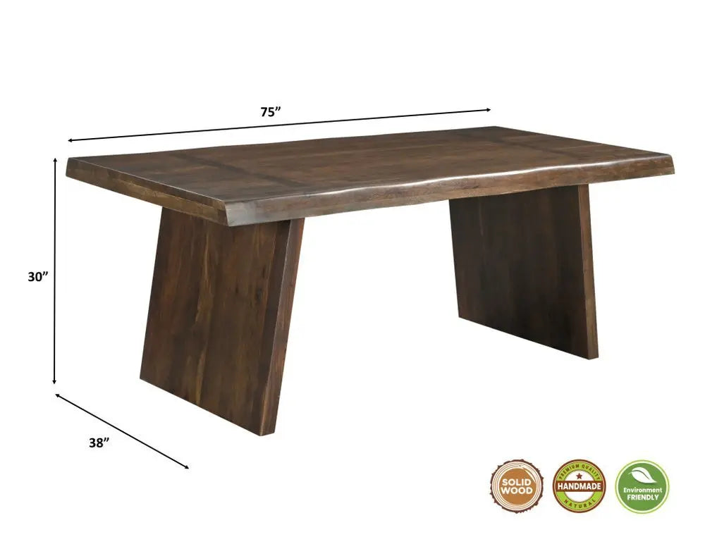 Seven Piece Brown Solid Wood Dining Set with Six Chairs - NOVA HOME FURNITURE