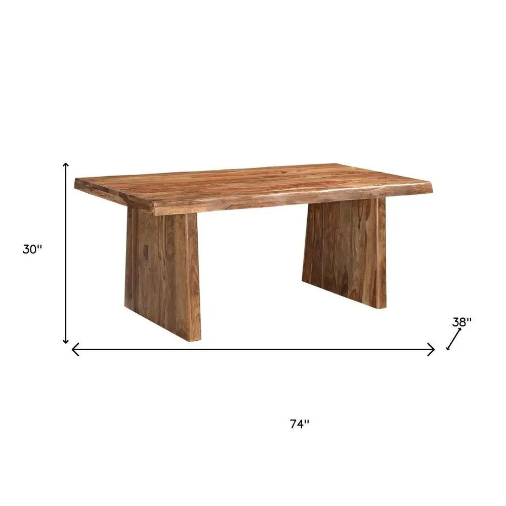 Seven Piece Brown Solid Wood Dining Set with Six Chairs - NOVA HOME FURNITURE