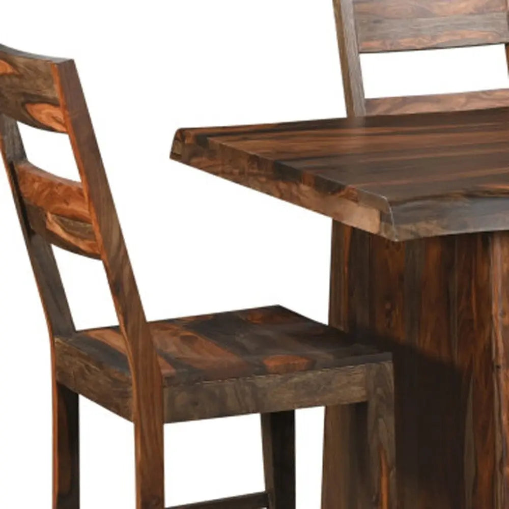Seven Piece Brown Solid Wood Dining Set with Six Chairs - NOVA HOME FURNITURE