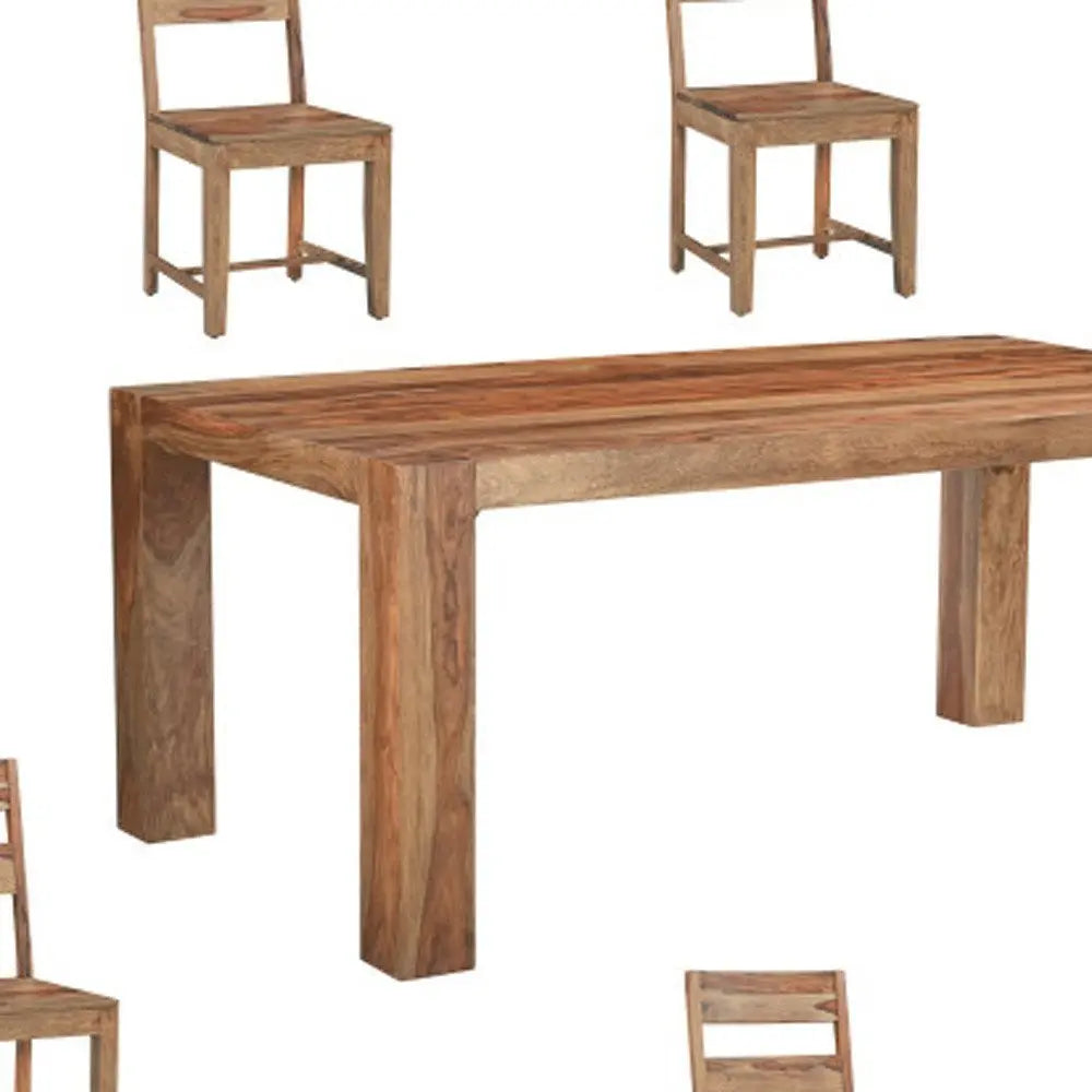 Seven Piece Brown Solid Wood Dining Set with Six Chairs - NOVA HOME FURNITURE