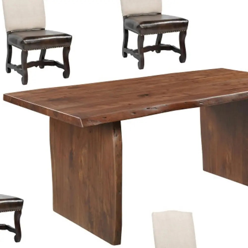 Seven Piece Brown Solid Wood Dining Set with Six Chairs - NOVA HOME FURNITURE