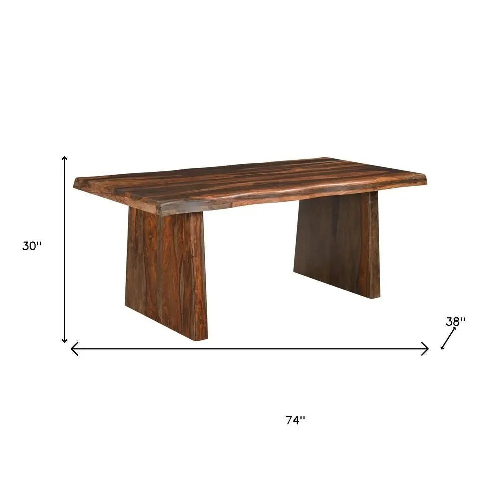 Seven Piece Brown Solid Wood Dining Set with Six Chairs and One Bench - NOVA HOME FURNITURE