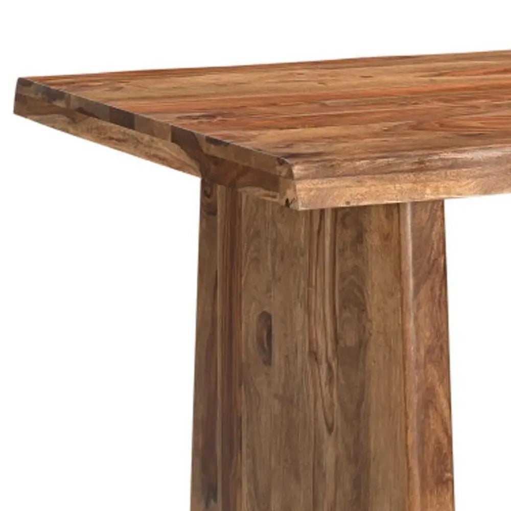 Seven Piece Brown Solid Wood Dining Set with Six Chairs and One Bench - NOBLE HOME INTERIORS