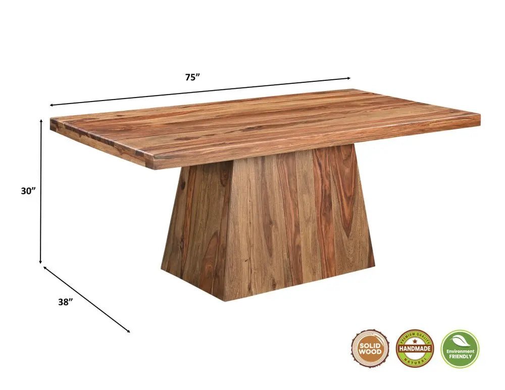 Seven Piece Brown Solid Wood Dining Set with Six Chairs and One Bench - NOBLE HOME INTERIORS