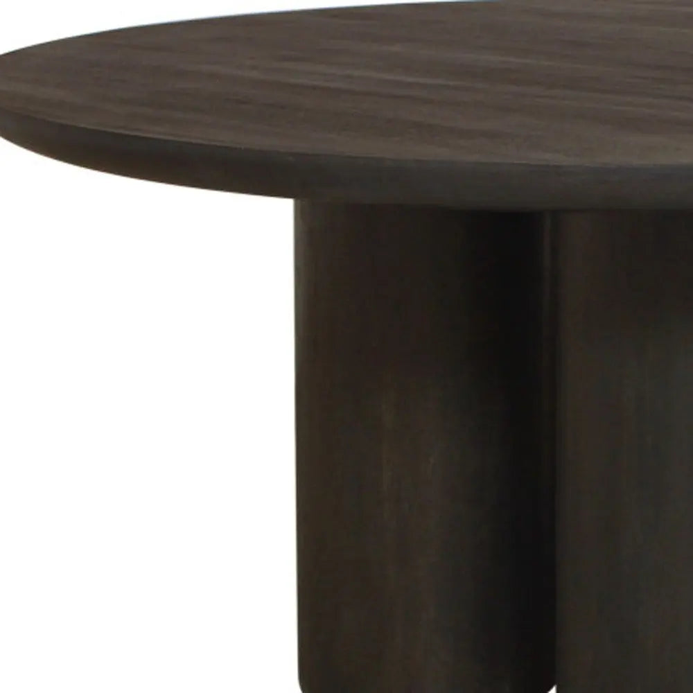 Seven Piece Dark Brown Round Solid Wood Dining Set with Six Chairs - NOVA HOME FURNITURE